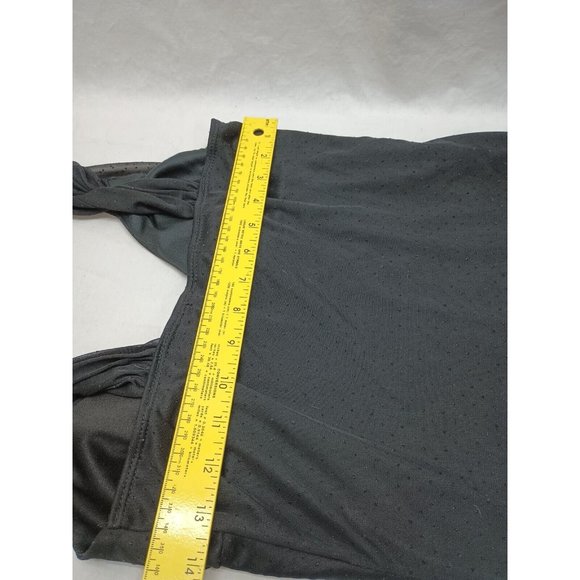 Rampage Black Empire Waist Halter Top Beaded Broach Pleated Bottom Womens Medium - Picture 13 of 14